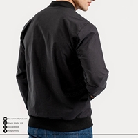 Blouson bomber noir pour homme, fermeture éclair décontractée, couleur unie, polyester, coupe classique, col rabattu, vêtement d'automne unisexe