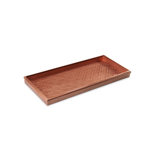 Alfombrilla de metal con medallones de doble círculo y acabado en cobre para botas y plantas, para protección del suelo en entrada, cuarto de servicio, garaje e interiores. - Product Image 1
