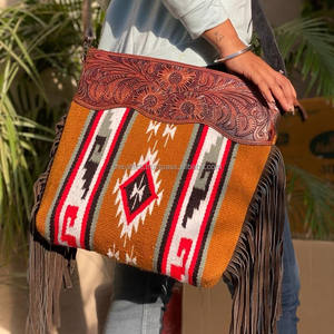 กระเป๋าสะพายพาดลำตัวหนังแท้แบบใช้มือสำหรับผู้หญิงกระเป๋าสะพายไหล่แบบตะวันตก - Product Image 2