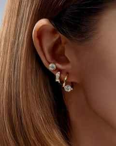 ต่างหูเพชรทรงกลมแท้เพาะเลี้ยงในห้องปฏิบัติการ พร้อมตัวเรือนทองคำแท้ 14K สำหรับเป็นของขวัญขอแต่งงานสำหรับคนรัก - Product Image 2