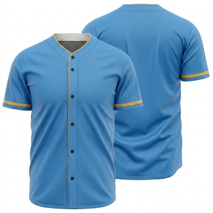 Maillot de baseball personnalisé en gros avec nom et numéro d'équipe, impression 3D par sublimation, col en V court, respirant, pour hommes et femmes, été - Product Image 3