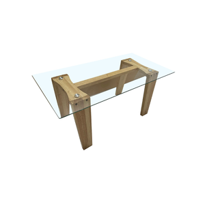 Table basse ovale double plateau en bois massif avec plateau en verre, stable, pour salon, salle à manger, appartement, extérieur, mobilier moderne - Product Image 5