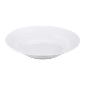 Assiette à soupe en porcelaine blanche pure à bord doré, style moderne, résistante à la chaleur, passe au lave-vaisselle, pour usage en restaurant - Product Image 2