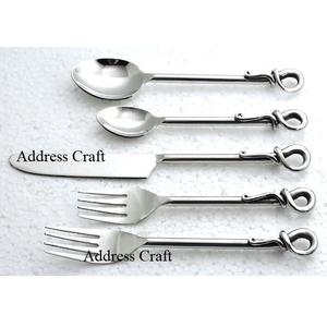 Juego de cubiertos de acero inoxidable 18/8 más popular con mango Knott, 5 piezas, para el hogar, hotel, mesa de comedor, cucharas para colocar en la mesa - Product Image 2