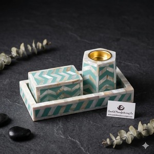 Mother of Pearl Inlay Bakhoor Mubkhar <b>Perfume</b> Lamp Aromatherapy Diffuser <b>Tray</b> Decorative Incense Holder Set - Product Image 4