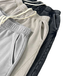 OEM 2026 Custom Logo Washed Men's French Terry Straight Leg Sweatpants Luxury Mens Casual Style Custom Design Sweat Pants - Product Image 3