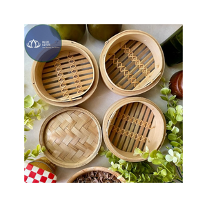 Panier vapeur en bambou durable avec couvercle en verre intégré, compatible induction, disponible - Product Image 1