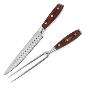 Professional Kitchen Knife Meat Fork Set Stainless Steel Bread Knives Wooden Handle <b>BBQ</b> Carving Fork Cooking <b>Tool</b> Handmade - Product Image 1