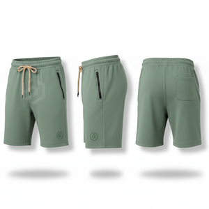 Men's Mid Waist Drawstring Bermuda <b>Shorts</b> Solid Color Casual Wear with <b>Zipper</b> Pockets Quick Dry Knitted Fabric - Product Image 5