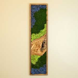 Panel de Arte Mural de Madera Natural con Musgo y Resina Epoxi, Decoración de Musgo Preservado Hecha a Mano, Arte Mural Vertical con Marco de Madera Inspirado en el Bosque Rústico - Product Image 2