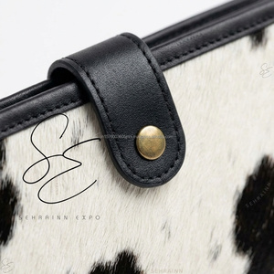 Genuine Hair-On Cowhide Leather <b>Wallet</b> for Women Long Checkbook <b>Wallet</b> with Snap Closure, Card Cash Holder Large Vintage Clutch - Product Image 3