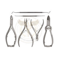 Kit d'outils de soin des ongles en acier inoxydable de haute qualité professionnel et luxueux, 4 pièces, ensemble d'instruments de podologie QORVEX