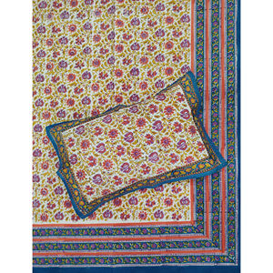 Sábana Plana de Algodón con Estampado Geométrico Multicolor a Mano, 200 Hilos, Blanca, para Cama Doble, Transpirable, para Uso Doméstico, Hotelero y de Lujo - Product Image 1