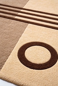 Alfombra Moderna de Diseño Geométrico con Círculos Beige y Marrón, Alfombra Suave con Rayas para Sala de Estar y Dormitorio - Product Image 2