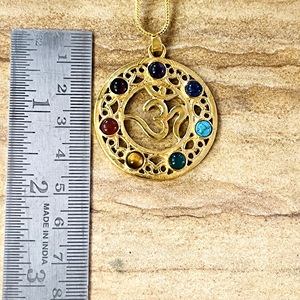 Nuevo Collar Boho con Colgante Om, Joyería Espiritual de Latón para Mujer, Chapado en Oro de 18k, Mandala Sagrado de los Siete Chakras, Venta al Por Mayor OEM ODM - Product Image 5