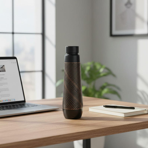 950ML 99.94% Pure <b>Copper</b> Water <b>Bottle</b> with Black Matte Wave Finish Premium Ayurvedic Wellness Drinkware Reusable Hydration - Product Image 6