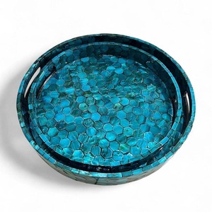 Bâtonnets d'encens Viet Green Craft faits à la main, modernes, ronds, bleus, en mosaïque de nacre, en bambou, 25-35 cm, non parfumés, pour usage intérieur - Product Image 3