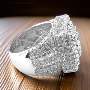 Oversized 925 Sterling Silver Rhodium Plated Hip Hop Cluster Men's <b>Ring</b> Wedding Engagement Anniversary Gifts <b>Iced</b> Special <b>Ring</b> - Product Image 4
