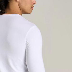 Camiseta Casual Transpirable de Manga Larga para Hombre, Talla Grande, Corte Mescal, de Algodón y Fibra de Bambú, sin Tejido, con Logotipo Personalizado en la Parte Delantera - Product Image 6