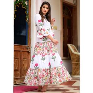 เดรสผ้าฝ้ายคอปกทรงเอไลน์ ระบายอากาศได้ดี ลายบาต้าพร้อมลายจาล  เอวทรงธรรมชาติ เหมาะสำหรับใส่ในชีวิตประจำวัน - Product Image 4