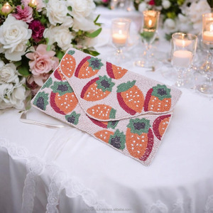 Pochette à motif de fruits de créateur sac à main perlé fait à la main sac à main personnalisé élégant soirée mariage fête luxe mode sac à main - Product Image 4