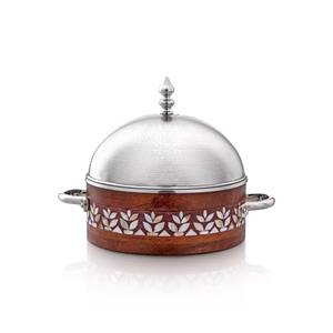 Premium Wooden Chafing Dish with Handles Tall <b>Legs</b> Insulated Hot Pot Luxury Buffet Food <b>Warmer</b> Server Tableware Serving Bowl - Product Image 3