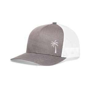 Casquette Trucker Unisexe 6 Panneaux Gris Blanc Satin 100% Coton Brodé Décontractée Réglable avec Boucle Simple Printemps Été Adulte - Product Image 1