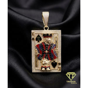 Colgante de Carta del Rey Colorido con Diamante Moissanita, Plata de Ley 925, Joyería de Lujo Personalizada Estilo Hip Hop - Product Image 1