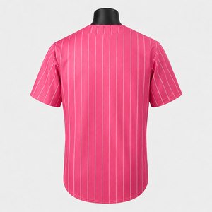 Maillot de baseball rayé rose unisexe à manches courtes boutonné personnalisé Claw Int 00 - Product Image 6