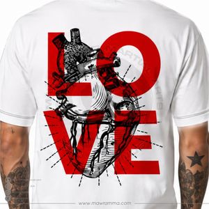 Mens <b>Y2K</b> Graphic T <b>Shirt</b> High Quality Screen Print Shattered Logo Anatomical Heart Drop Shoulder Casual Streetwear White Tee - Product Image 4
