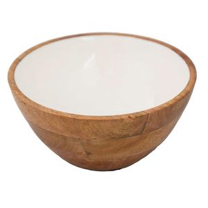 Tazón de Madera de Acacia Hecho a Mano con Interior de Esmalte Negro y Diseño de Hojas Blancas, Estilo Minimalista para Servir Alimentos o Regalos - Product Image 5