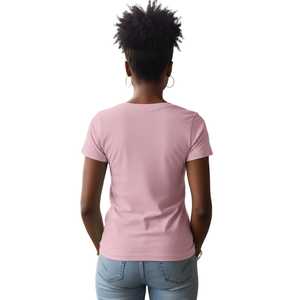 T-shirt graphique col en V pour femme, rose et bleu, avec message politique, imprimé sur mesure, décontracté, en mélange de coton - Product Image 3