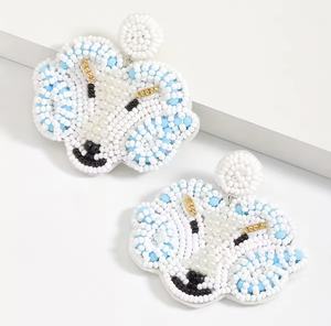 Pendientes de botón unisex con letras de cuentas de cristal hechas a mano, multicolor, con diseño de pavo real, novedades, rosa, clásicos, para profesores, para boda - Product Image 2