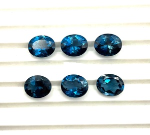 Topacio Azul de Londres Natural de 9 mm y 12 mm, Corte Ovalado, Facetado, Piedras Sueltas Calibradas, Certificadas por Terceros, Venta al por Mayor - Product Image 1