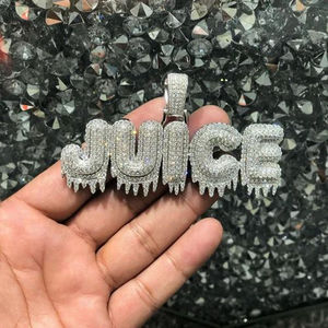 Pendentif Lettre en Alliage Plaqué Argent avec Cristaux Strass Micro-Pavés Style Hiphop Unisexe, Cadeau Charme - Product Image 1