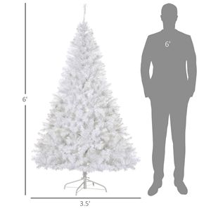 Albero di Natale in PVC Bianco Pre-Illuminato da 1,8 m con 250 Luci LED Bianco Caldo e Supporto in Metallo per Decorazioni Domestiche - Product Image 3