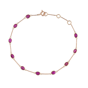 Bracelet chaîne en rubis élégant, luxueux et tendance, cadeau de fiançailles, de mariage ou de fête, en or jaune 18 carats avec pierre précieuse ovale, bijoux fins pour femmes - Product Image 1