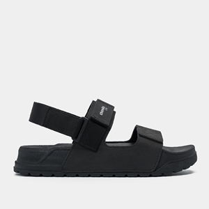 Shondo Lite Flat Sandals Black Textile Upper Rubber Outsole Hook Loop Closure Casual Summer Style Open Toe - Product Image 2