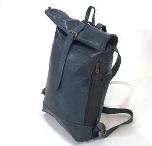 Minimalist Leather Roll Top <b>Backpack</b> Genuine Cowhide Laptop Bag Mens Travel Rucksack for Daily Commuting LTBP-0072 - Product Image 2