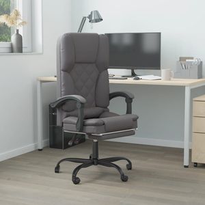 Gray Faux Leather Reclining <b>Office</b> <b>Chair</b> with <b>Massage</b> Feature - Product Image 1