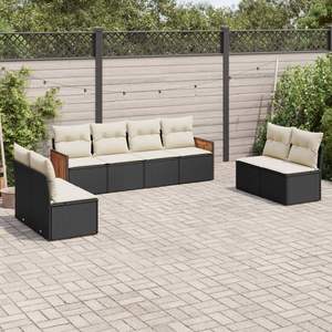 Conjunto de Sofás Modulares de Ratán PE para Jardín, Muebles de Exterior Negros, Diseño Contemporáneo, Sofás Acolchados Cómodos para Uso en Jardín - Product Image 3