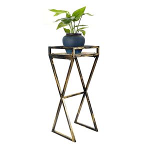 35.5 \ "lastra di pietra grigia con pianta in metallo nero/oro elegante ornamento da giardino - Product Image 4
