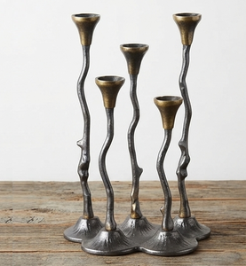 Candelabro de Metal Hecho a Mano con Base Ondulada, Elegante, Plateado, con Parte Superior de Latón, Decoración de Hogar de Lujo - Product Image 4