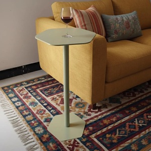 Sleek Cast Aluminum Bar <b>Table</b> Hexagon Top Slim Pedestal Stable Base <b>Matte</b> Finish Compact Design Contemporary Accent Piece - Product Image 4