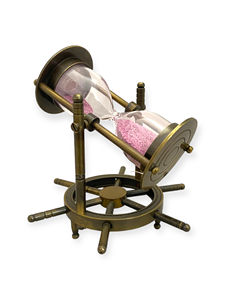 Sablier vintage en laiton sur support à roulettes, minuteur de sable élégant pour décoration de bureau (2 MINUTES) - Product Image 2