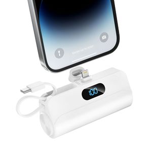 5000mAh <b>Mini</b> Power Bank Portable <b>Charger</b> with Built-In IOS & <b>USB</b>-C Cable LED Display - Product Image 1