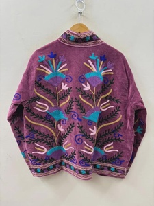 Velvet Suzani Embroidered Jacket Handmade Indian Style Coat Unisex <b>Boho</b> Outerwear Handmade Statement Coat Thanksgiving Gift - Product Image 3