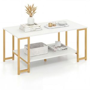 Modern 2-Tier <b>Open</b> <b>Storage</b> Coffee Table Robot Vacuum Friendly Living Room Furniture - Product Image 2