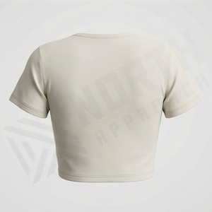 เสื้อครอปท็อปผู้หญิงผ้าฝ้ายสีตามสั่ง แขนครึ่งตัว ระบายอากาศได้ดี เสื้อยืดสุดเท่ สตรีทแวร์ ฟิตเนส ออกกำลังกาย เสื้อผ้ากีฬา - Product Image 2