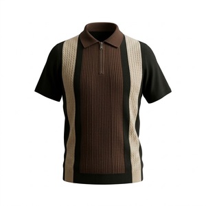 เสื้อสเวตเตอร์คอโปโลถักลายโลโก้แบบกำหนดเองสำหรับผู้ชาย สไตล์ Old Money ผ้าฝ้ายออร์แกนิค 100% - Product Image 3